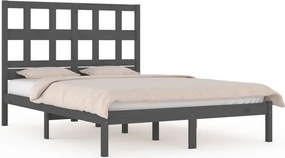 vidaXL Cadru de pat, gri, 200x200 cm, lemn masiv de pin