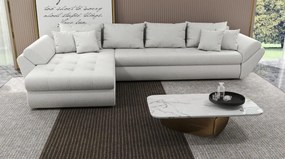 Colțar extensibil dumonde cu ladă de depozitare si sezut confortabil din spuma high-density, Loana XL Euphoria Ivory 335x185 cm