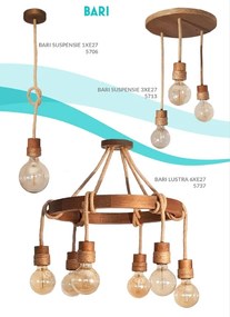 Lustra rustica cu 6 pendule fabricata manual din lemn Bari