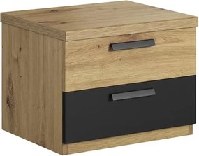 Noptieră cu sertare Sigma 22 46 cm - artisan / negru supermat