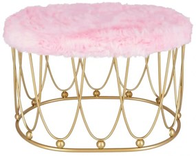 Taburet Pinky oval baza metalica aurie tapitat