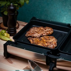 Prajitor de paine multifunctional 4in1 Oliver Voltz OV51015R, 1700 W, 240 x 225 mm, Functie gratar, cuptor, grill, Otel inoxidabil/Negru