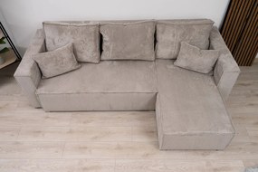 OFERTA Canapea coltar deschisa bej deschis SMART COSARO, bidirectionala + 2 pernite GRATUIT II. calitate