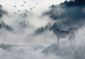 Fototapet - Păsări în ceață (254x184 cm)