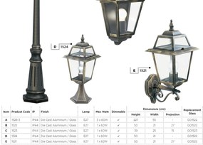 Aplica de perete exterior stil traditional IP44 New Orleans 1523 SRT