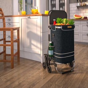Geantă de cumpărături pe roți pentru scări COMFORT, 50L, negru Jurhan
