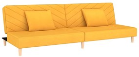 337600 vidaXL Canapea extensibilă cu 2 locuri, 2 perne, galben, textil