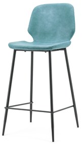 Scaun de bar din imitatie de piele Seashell albastru