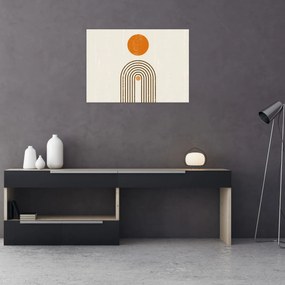 Tablou pe sticlă - Arcuri maro (70x50 cm)