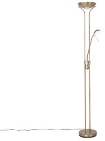 Lampă de podea modernă bronz cu lampă de citit incluzând LED dim to warm - Diva