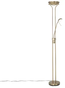 Lampă de podea modernă bronz cu lampă de citit incluzând LED dim to warm - Diva