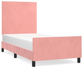 3125616 vidaXL Cadru de pat cu tăblie, roz, 90x200 cm, catifea