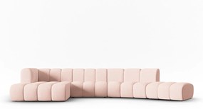 Coltar Lupine cu 6 locuri cu colt pe partea stanga si tapiterie din tesatura structurala, roz