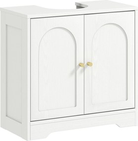 HOMCOM Dulap pentru Sub Chiuvetă cu 2 Uși Arcuite - Alb | Aosom Romania