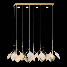 Lustra cu Frunze Ceramice Liniara, 8 Brate, Finisaj Gold - Bussy Lighting 7238-8+4P