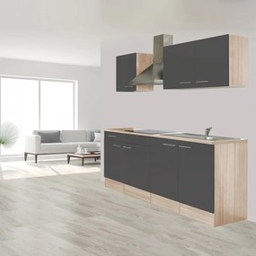 Mobilă de bucătărie Yorki 210, corp din stejar sonoma, cu față antracit satinat