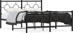 vidaXL Cadru pat metalic cu tăblie de cap/picioare, negru, 135x190 cm