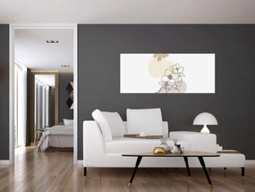 Tablou - Flori bej cu fluture N⁰3 (120x50 cm)