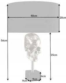 Veioza, Lampa de masa moderna Skull negru/ argintiu