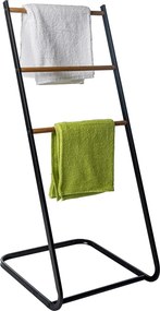 Uscator haine ZONKER, negru/nuc, metal/lemn, 40x38x89 cm