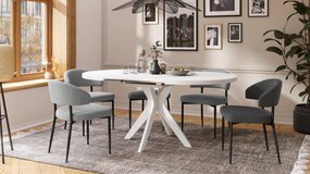 Mazzoni RENZO Alb - MASĂ ROTUNDĂ Ø110 EXTENSIBILĂ PÂNĂ LA 180 cm | PENTRU BUCĂTĂRIE SUFRAGERIE LIVING RETRO