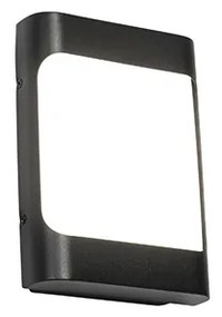 Lampa de perete exterioara de design neagra cu LED IP44 cu senzor de crepuscul - Khuvan
