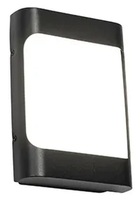 Lampa de perete exterioara de design neagra cu LED IP44 cu senzor de crepuscul - Khuvan
