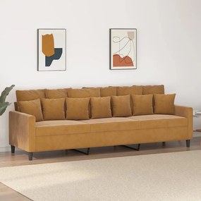 348902 vidaXL Canapea cu 3 locuri, maro, 210 cm, material catifea