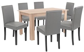 Set de masă Leon 6+1, gri stejar Sonoma