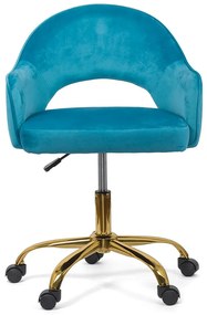 Scaun pentru birou din catifea cu baza aurie OFF 640 albastru