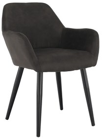 Fotoliu design, ţesătură din piele periată, maro Taupe / negru, LACEY