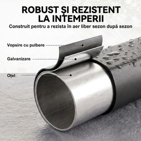 Outsunny Suport pentru Lemne de Foc pentru Interior și Exterior, Oțel Galvanizat cu Husă Oxford, 132x38x118 cm, Negru | Aosom Romania