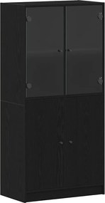 vidaXL Bufet Stejar Negru 68 x 37 x 142 cm