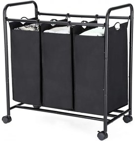 Cos De Rufe Cu Roti, Negru, 77 x 41 x 81.5 cm