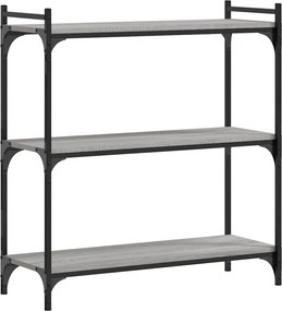 vidaXL Bibliotecă cu 3 niveluri gri sonoma 80x30x86 cm, lemn prelucrat