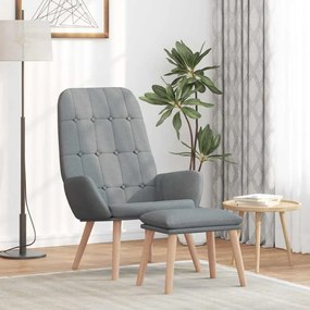 vidaXL Scaun de relaxare cu taburet, gri deschis, textil