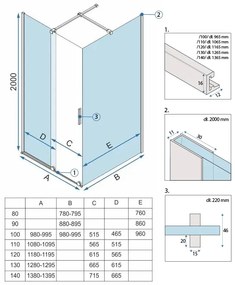 Cabina de dus dreptunghiulara Rea Montana cu usa culisanta 120x80 auriu periat