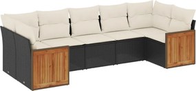 vidaXL Set canapele de grădină cu perne, 7 piese, negru, poliratan