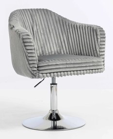 HR832N Scaun Gri Teddy Cord cu Bază Cromata