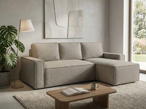 Canapea extensibila de colt SMART BOUCLE, gri-bej, reversibila, 232x143 cm
