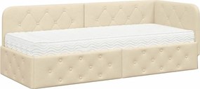 vidaXL Cadru de pat colțar Crem 80 x 200 cm țesătură