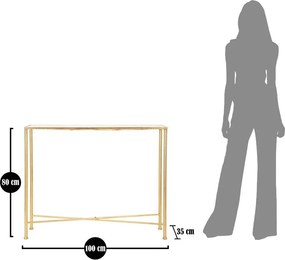 Masă consolă albă-aurie cu blat din sticlă 35x100 cm Butterflies – Mauro Ferretti