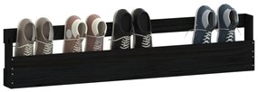 Pantofare de perete, 2 buc., negru, 110x9x23 cm, lemn masiv pin 2, Negru, 110 x 9 x 23 cm, 1