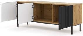 Masă TV 3D 150 Rowanna (Stejar artisan + Negru). 1125013