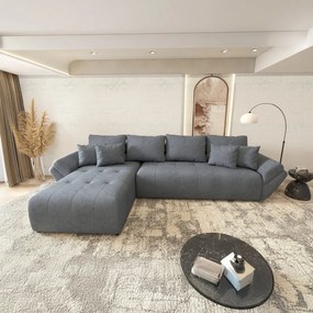 Colțar extensibil dumonde cu ladă de depozitare si sezut confortabil din spuma high-density, Berlin XL Enjoy Antracit 350x185 cm