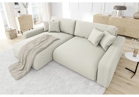 Colțar crem extensibil cu tapițerie din catifea reiată (cu colț variabil) Sara – Ropez