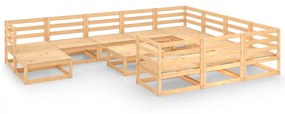 3076039 vidaXL Set mobilier de grădină, 12 piese, lemn masiv de pin