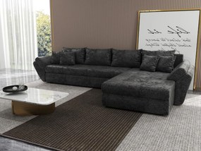 Colțar extensibil dumonde cu ladă de depozitare si sezut confortabil din spuma high-density, Loana XL Euphoria Negru II 335x185 cm