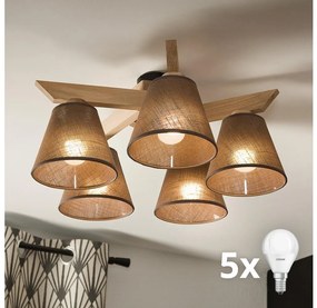 Lustră aplicată Brilagi ANTHONY 5xE14/40W/230V stejar/maro