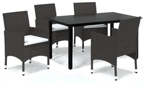 3094993 vidaXL Set mobilier de grădină cu perne, 5 piese, maro, poliratan